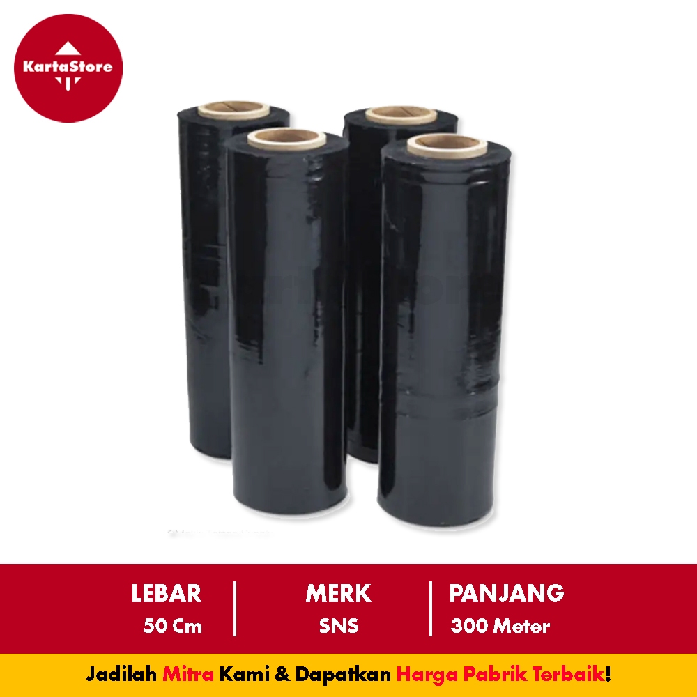 Jual Plastik Wrapping Stretch Film HITAM 50cm x 300 Meter x 17 Mic ...