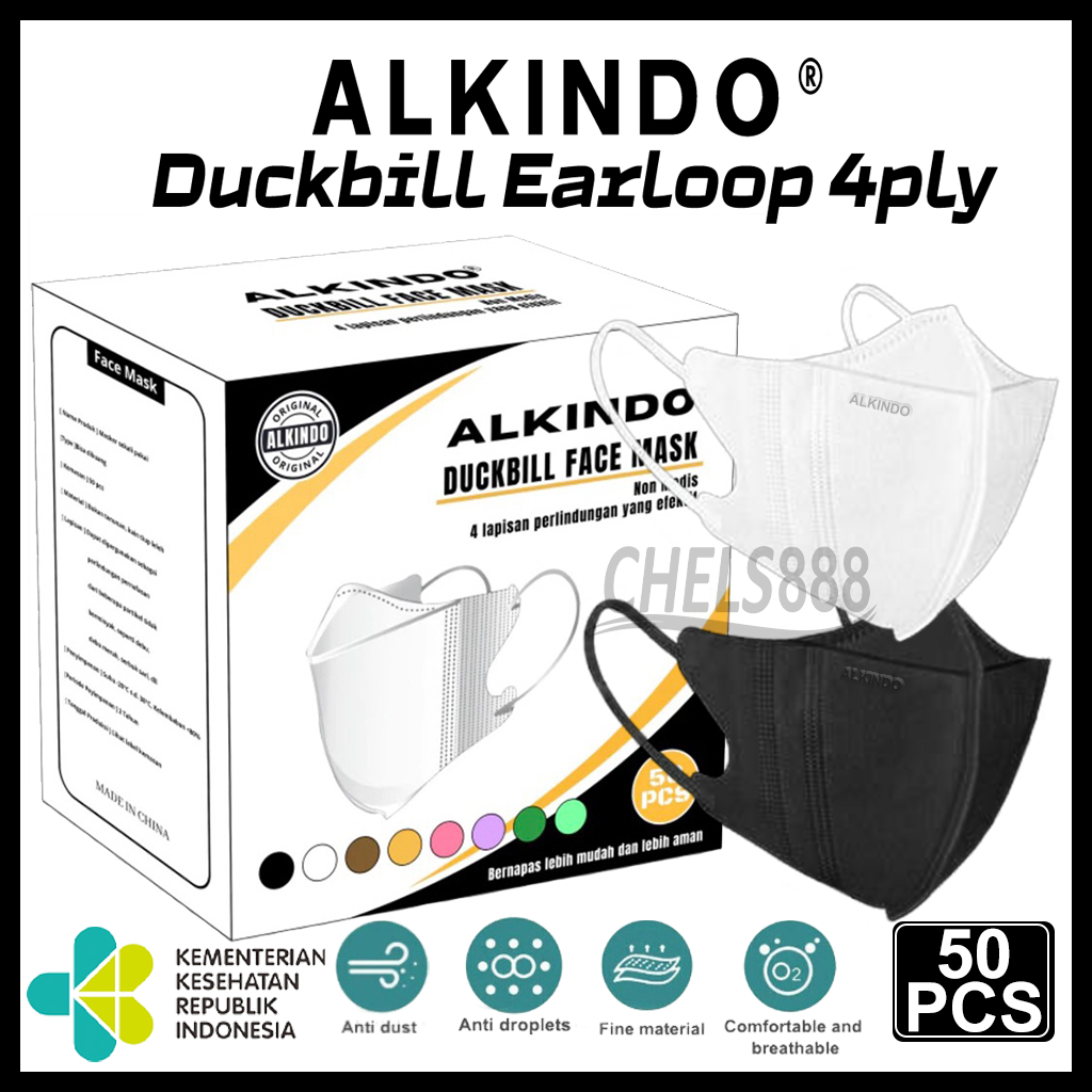 Jual Masker Duckbill ALKINDO Earloop 4ply isi 50 pcs | Shopee Indonesia