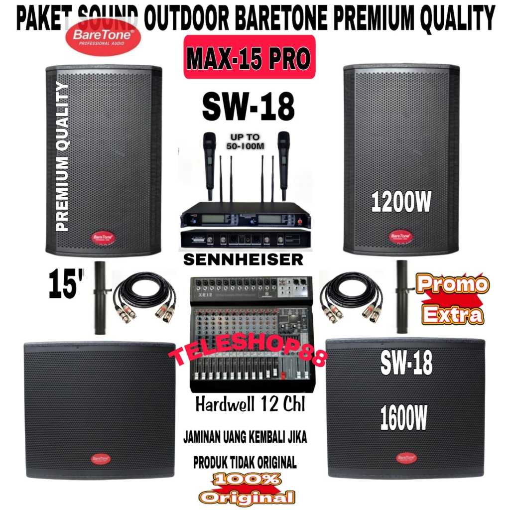 Jual Paket Sound System Baretone MAX15PRO+Subwoofer 18Inch+Mixer+1 Set ...