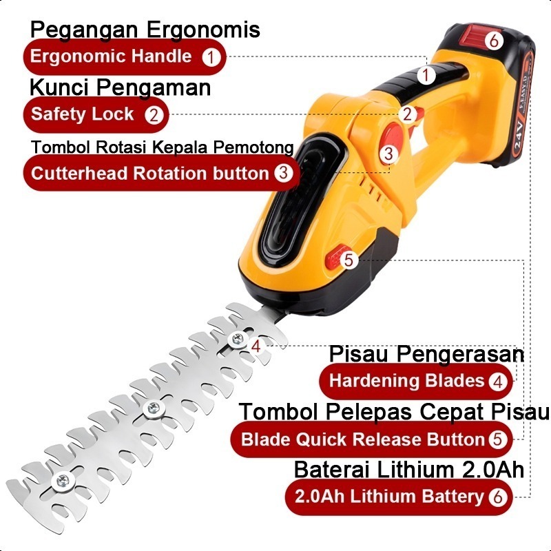 Jual 24Volt Baterai 2in1 Alat Potong Rumput Elektrik Mesin Pemotong ...