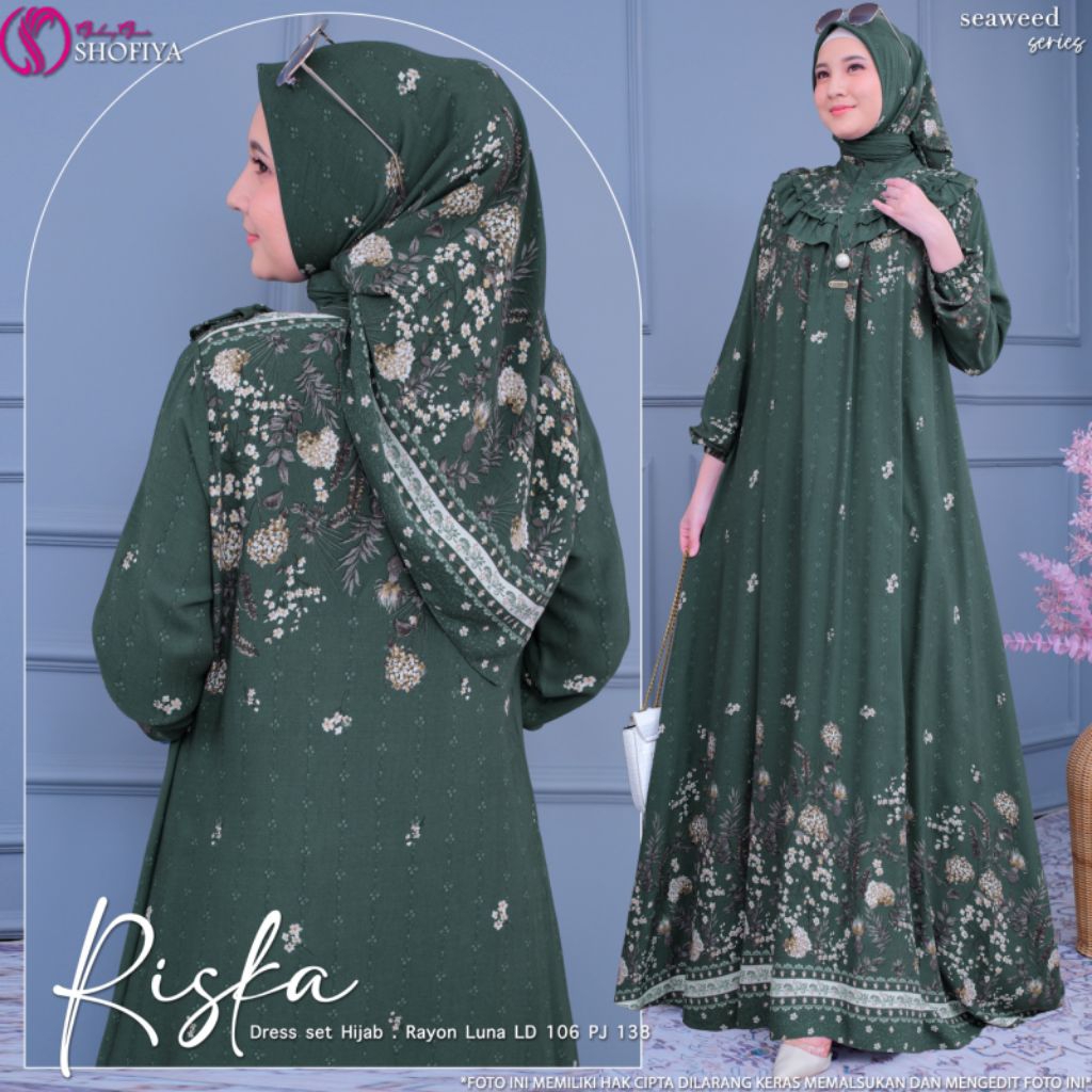 Jual NEW PRODUCT - RISKA DRESS SET JILBAB by Shofiya | Shopee Indonesia