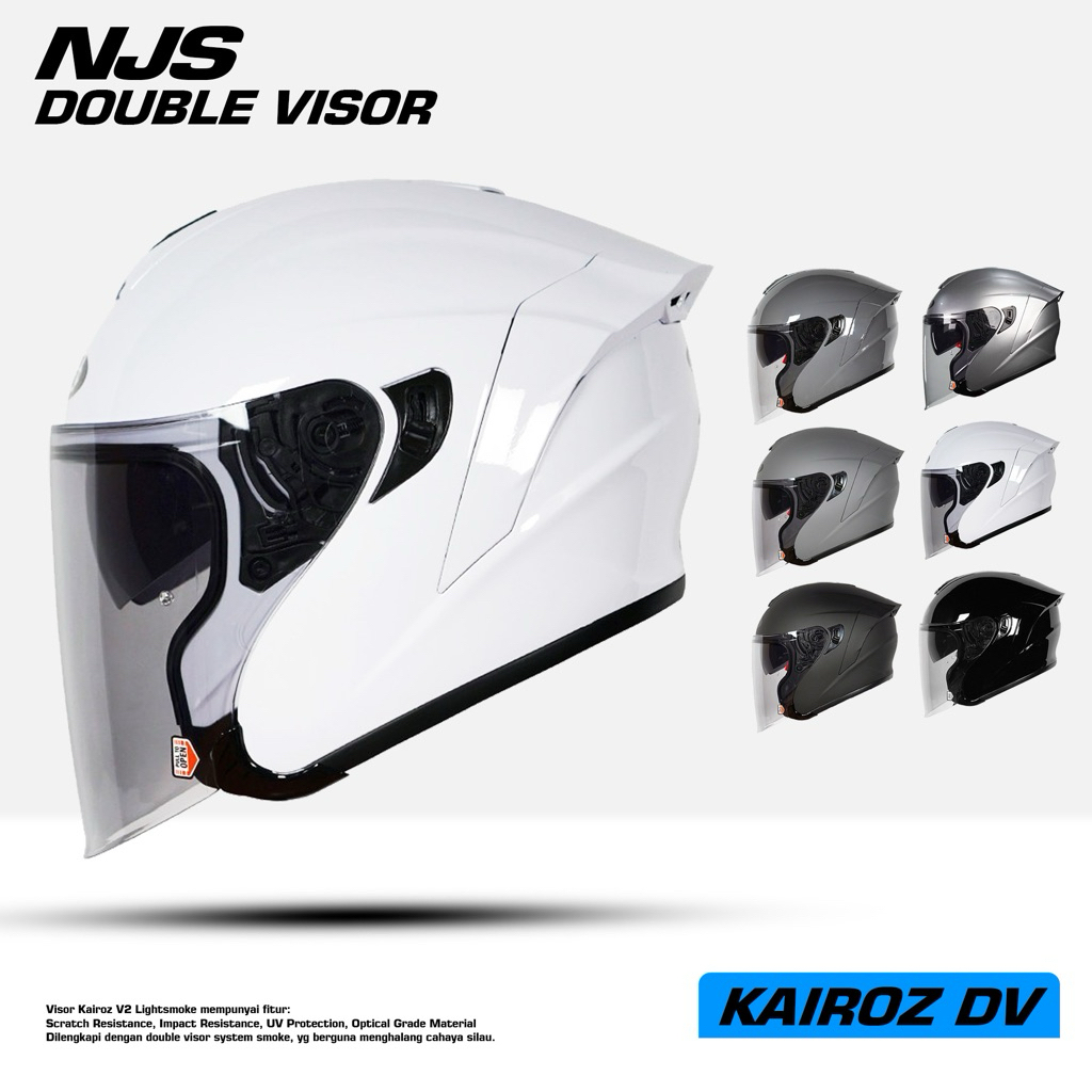 Helm NJS KAIROZ DV SOLID KAIROZ DOUBLE VISOR Njs Half Face Double Visor  Terbaru