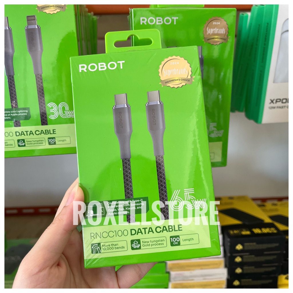 Jual Robot RNCC100 Kabel Data C to C 65w Braid | Shopee Indonesia
