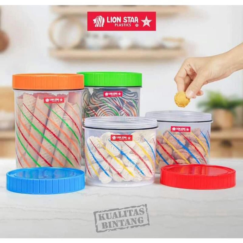 Toples Tiffany Lion Star I Toples Plastik Serbaguna I Tempat Snack I Toples Kering Kedap Udara