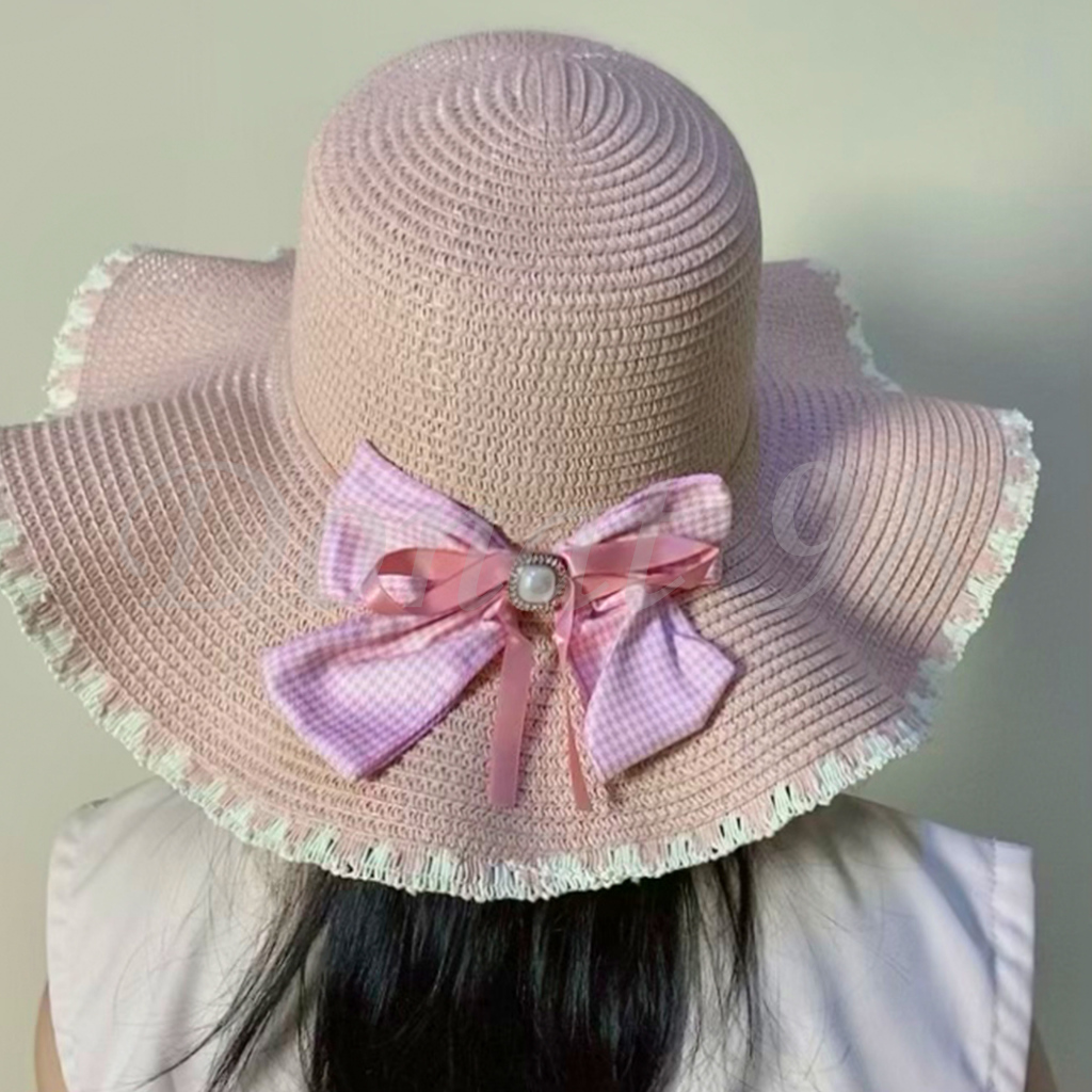 Jual Topi Pantai Gelombang Pita Renda Topi Pantai Wanita Bahan Paper ...
