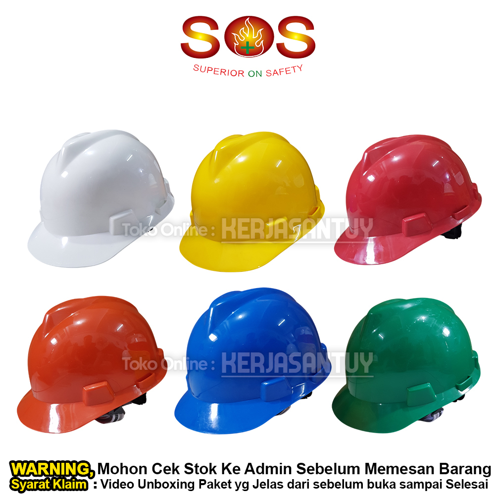 Jual Helm Safety SOS warna Putih Kuning Biru Merah Hijau Orange / Helm ...