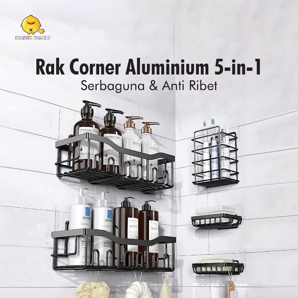 Jual Icarer Family - Rak Sudut Kamar Mandi 5 in 1 Serbaguna - Rak ...