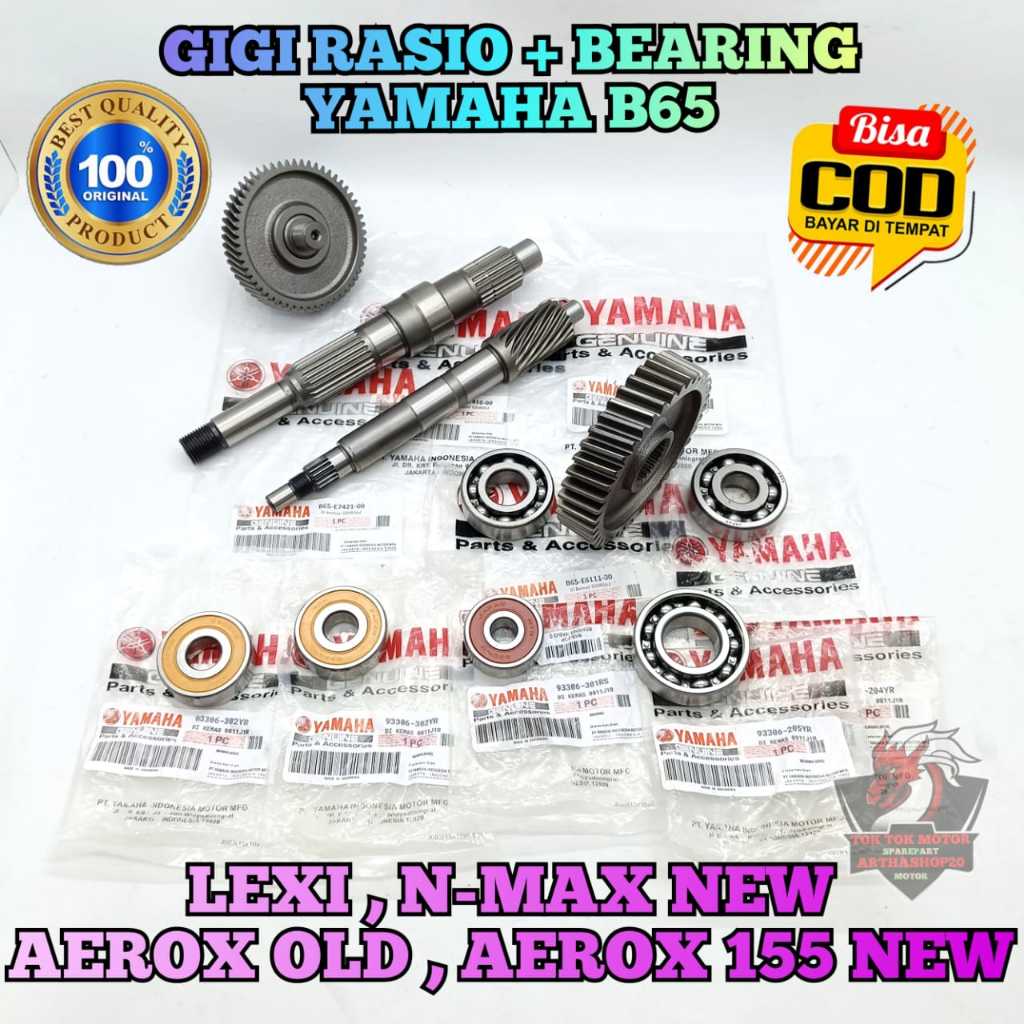 Jual GIGI RASIO B65 + BEARING Set ASLI ORIGINAL YAMAHA AEROX 155 old ...