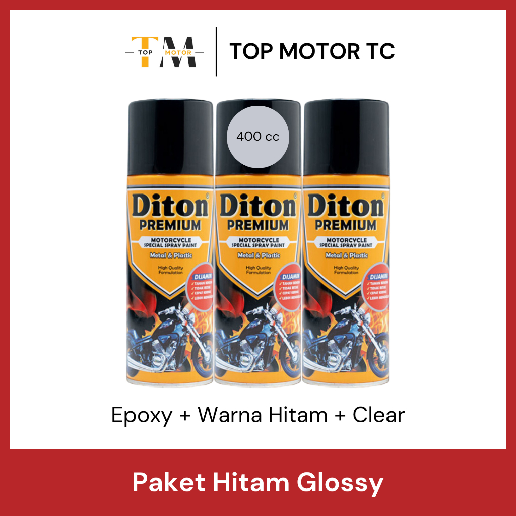Jual [PAKET] Cat Semprot Diton Premium Hitam Black Glossy (Epoxy ...