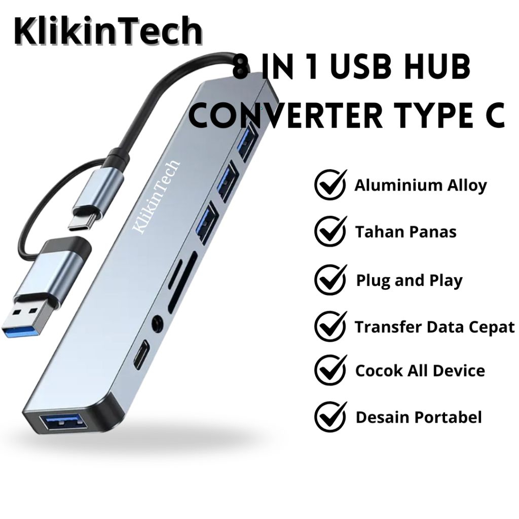 Jual USB 8 In 1 Converter Type C Hub Adapter Multi USB HUB Type-C to ...
