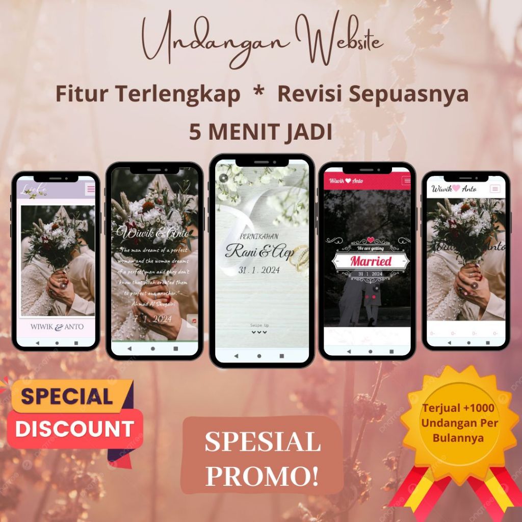 Undangan Pernikahan Digital Website Web Tema Delight
