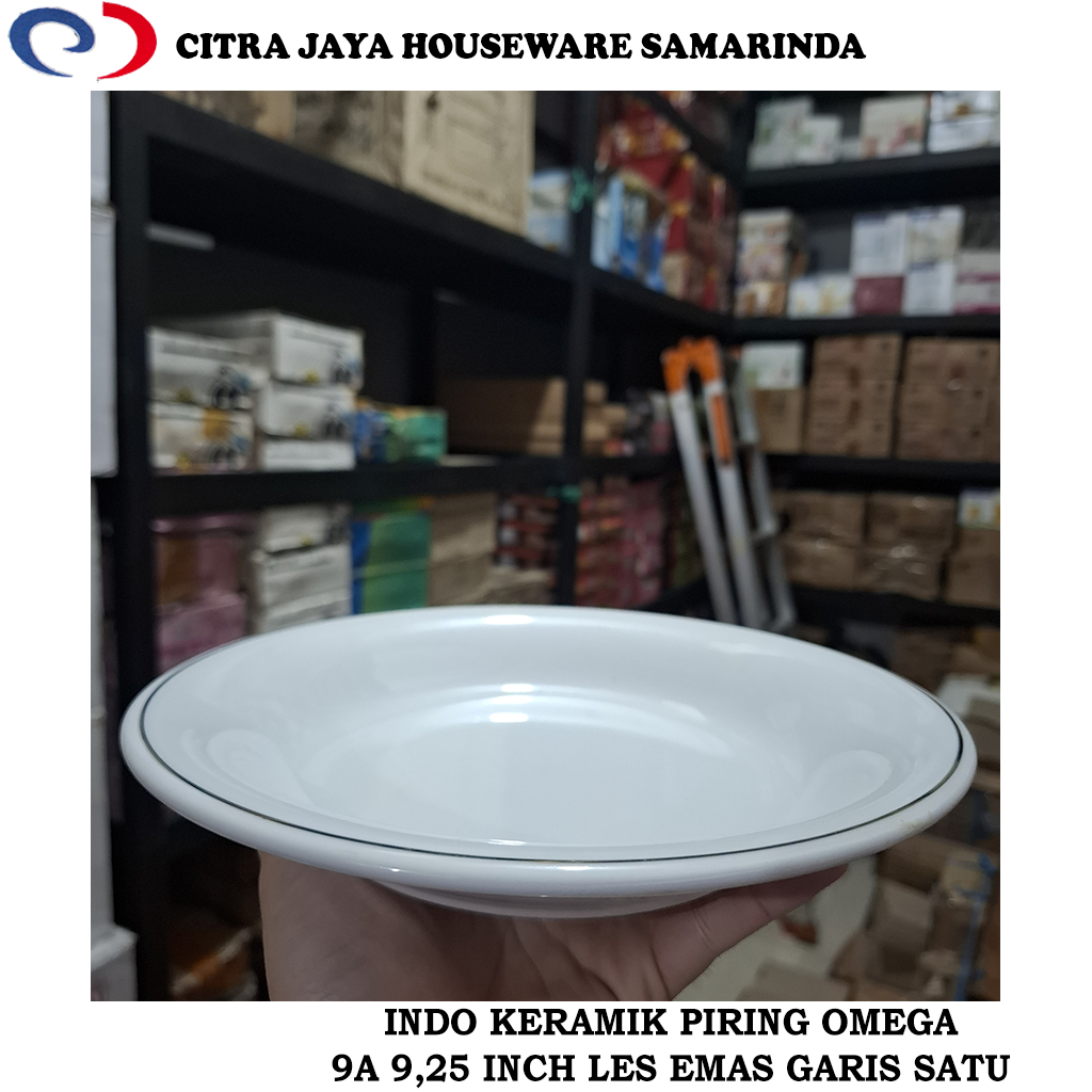  Foto zu Jual Piring Omega Keramik 9A 9,25 Inch Les Emas Garis Satu INDO KERAMIK 