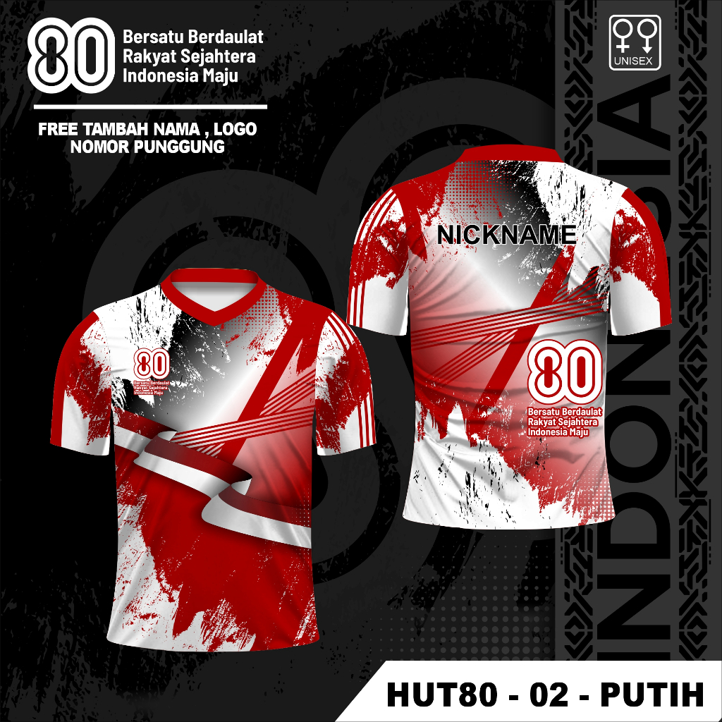 Jual Baju hut kemerdekaan ri ke 80 tahun 2025 jersey Indonesia merdeka ...