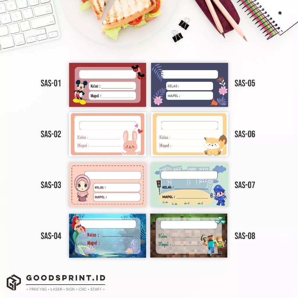 Jual CUSTOM NAMA Stiker Label Buku Pelajaran | Sticker Mapel Label ...