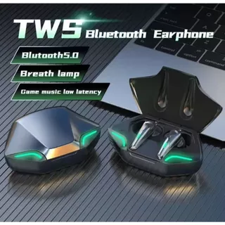 TWS G11 Earphone Bluetooth 5.0 Gaming LED Lamp Low Latency Headset Musik Bass Wireless Mic Jernih