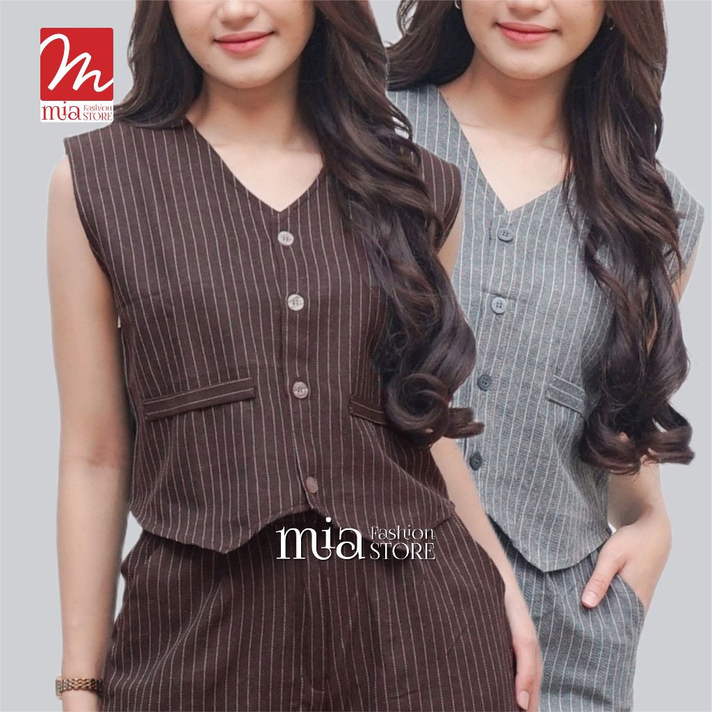 Jual Stripe Vest Outer Premium Rompi Wanita Salur Korean Style Kekinian ...