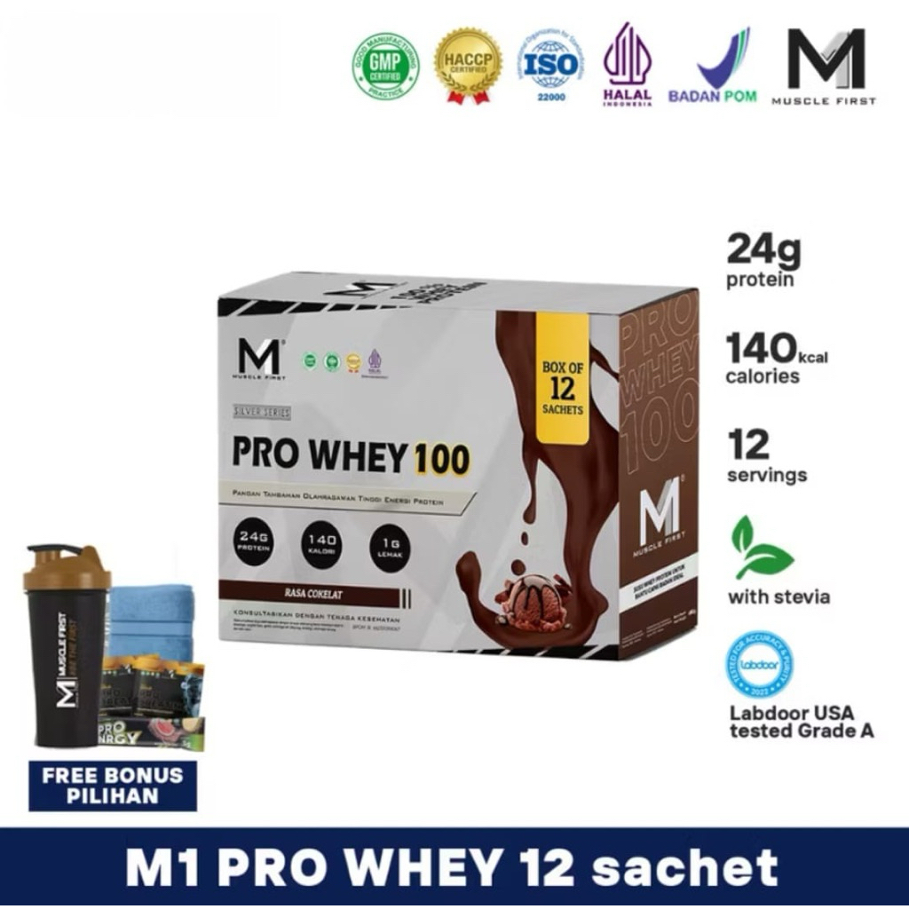 Jual Muscle First M1 Pro Whey 100 kemasan BOX isi 12 sachet 480 gram ...