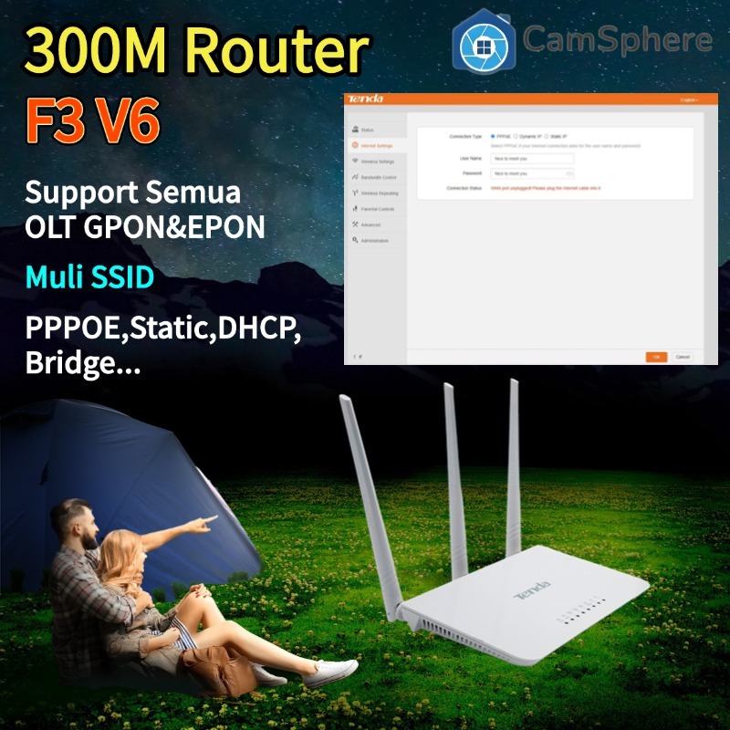 Jual [Bekas] Router WiFi Tenda F3 V6 300Mbps Wireless Support PPPoE ...