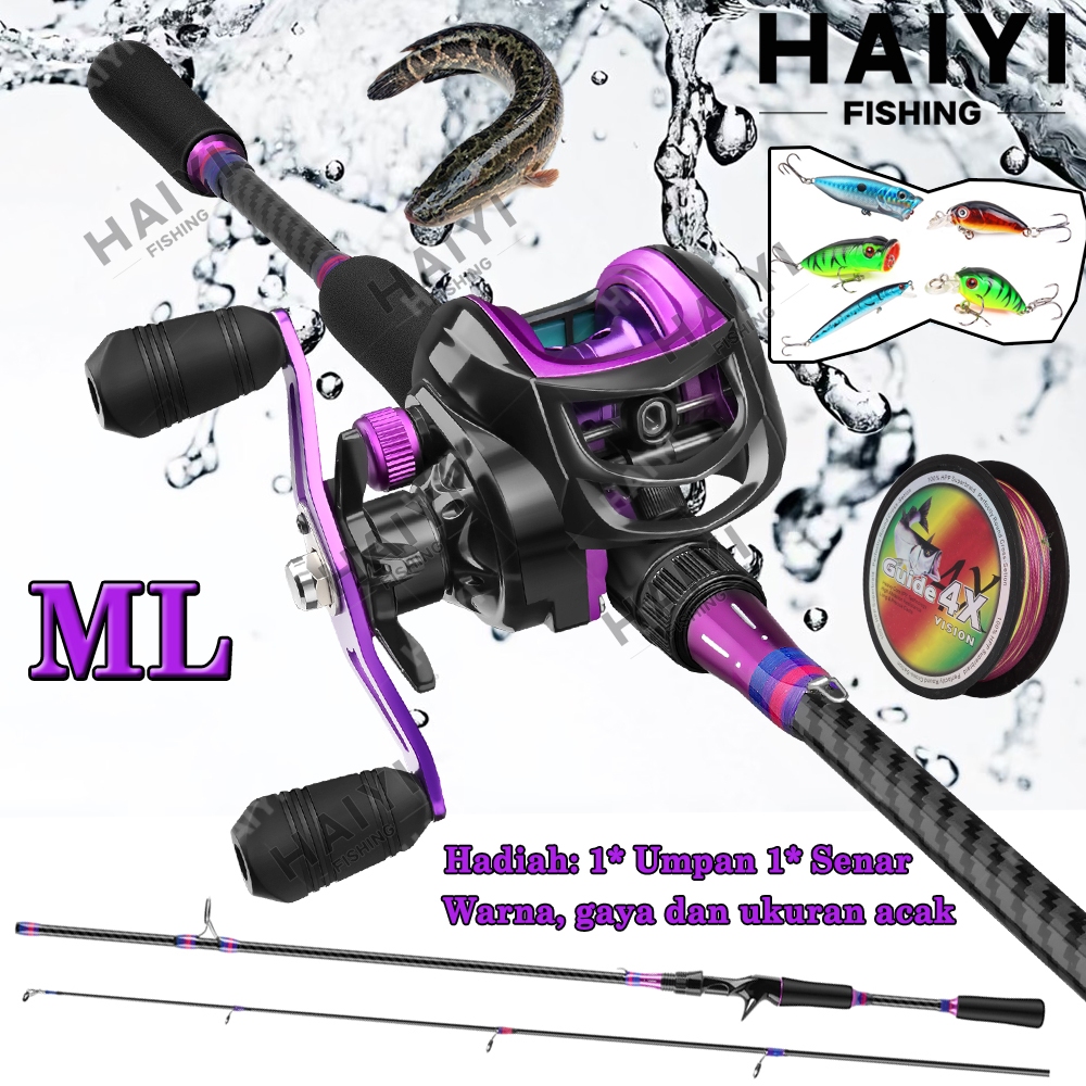 Joran Pancing Set Pancing Serat kaca Holow Joran Ditala M 2-4lb Kekili Pancing Baitcasting Joran Set 1.65m/1.8m/2.1m Reel BC Casting Joran Set Lengkap/Casting Mount Rod ML Lembut Micro-Object Lua Rod Water Drop Wheel Set