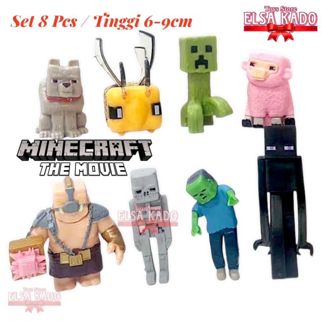 Jual Action Figure Minecraft Movie Set 8 Pcs Tinggi 6-9cm Mainan ...