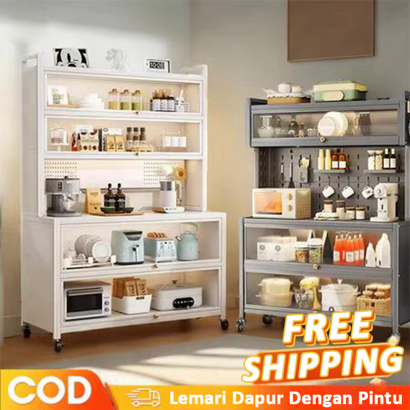 SUS 304 Lemari Dapur Rak Lemari Dapur Dengan Pintu Rak Oven Microwave/Lemari Piring Tertutup