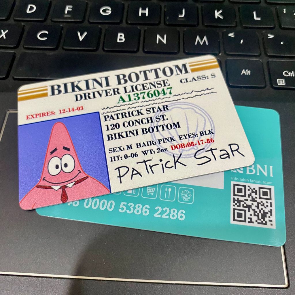 Jual PATRICK STAR Driver License SIM Spongebob Custom Doff eMoney Flazz ...