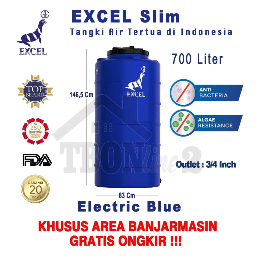 Jual Tandon Tangki Toren Slim Kurus Tinggi Ramping 700 Liter Excel ...