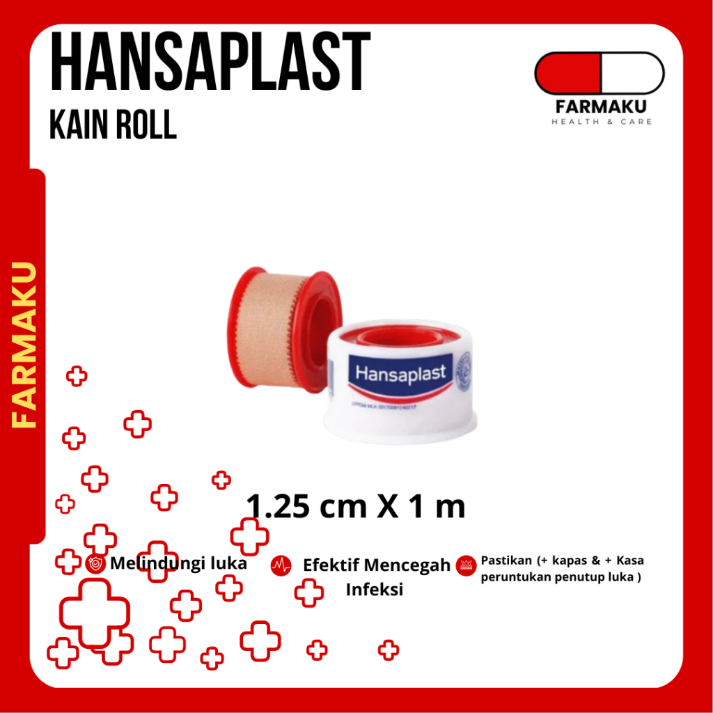 Jual HANSAPLAST KAIN ROLL 1,25cm x 1m | Perekat kain kassa praktis ...