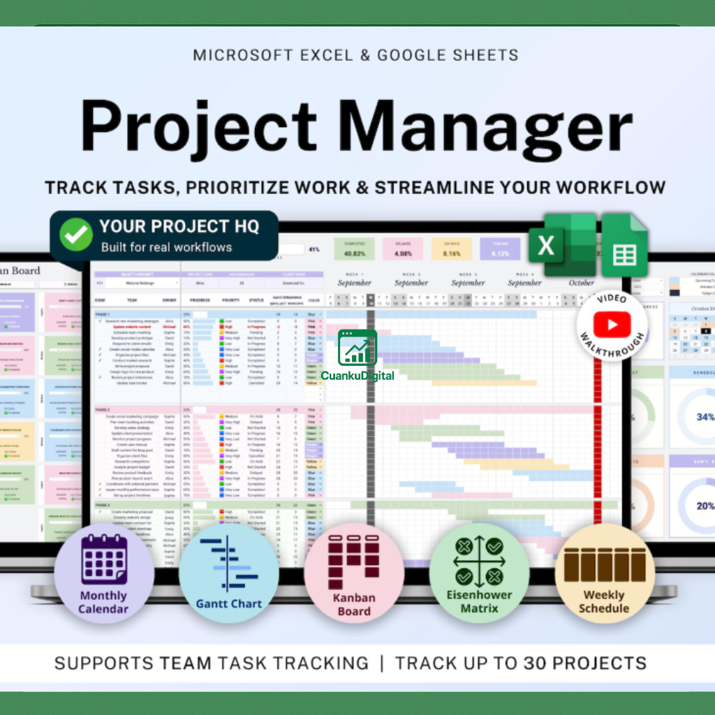 Jual Template Manajemen Proyek Google Sheets Excel | Gantt Chart ...