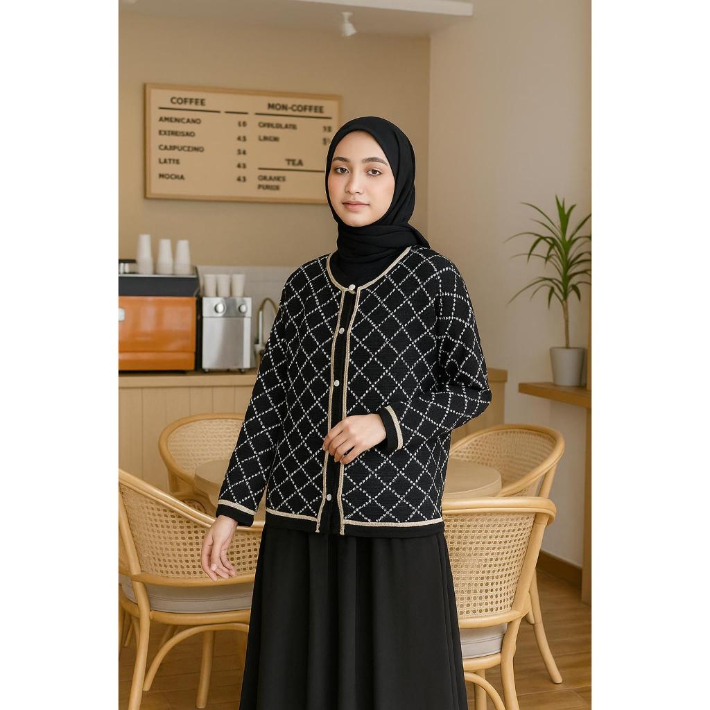 Jual Diamond Knit Outer Kardigan Rajut Tebal Premium Cardigan Rajut ...