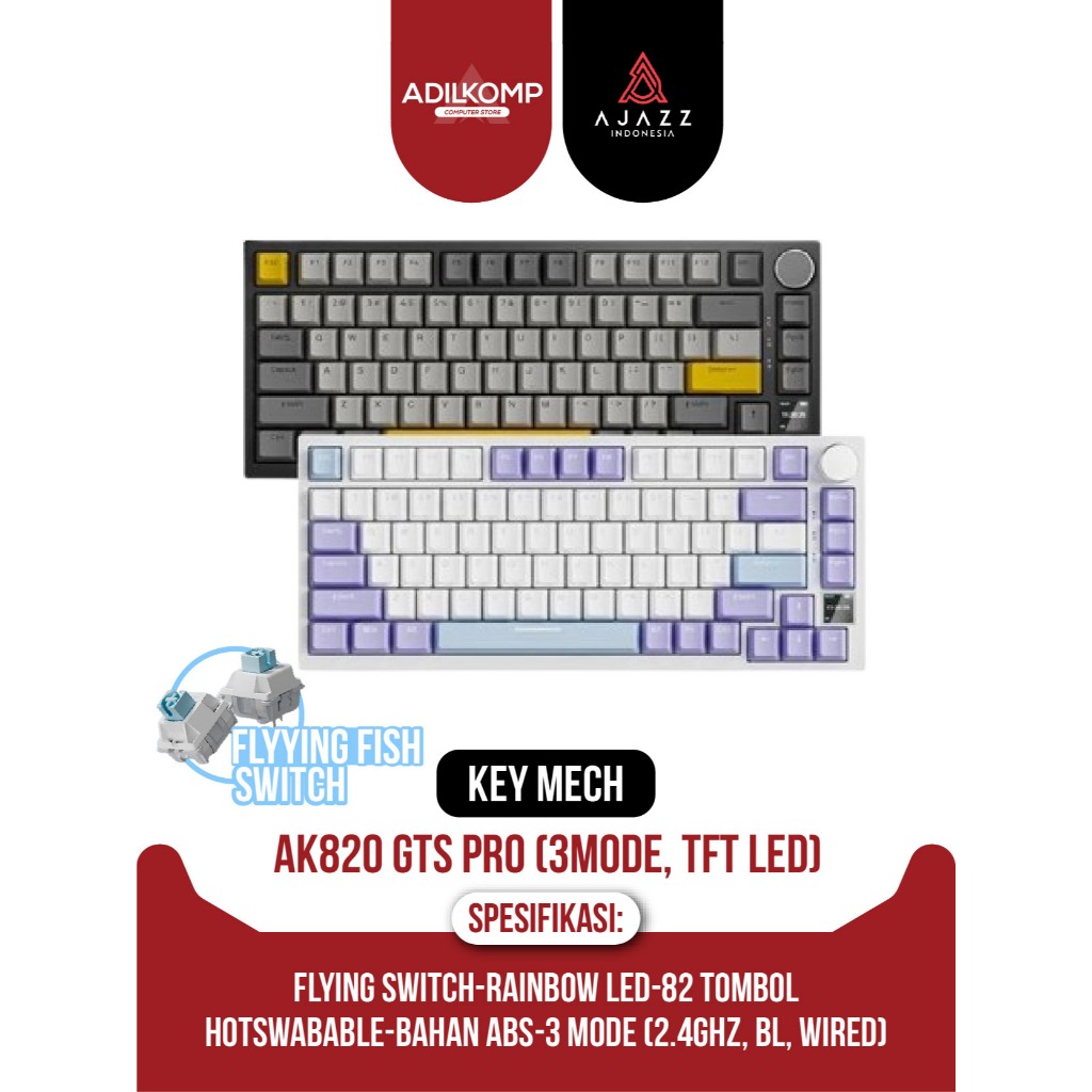 Jual KEYBOARD MECHANICAL AJAZZ AK820 GTS PRO 3 MODES (FLYING FISH ...