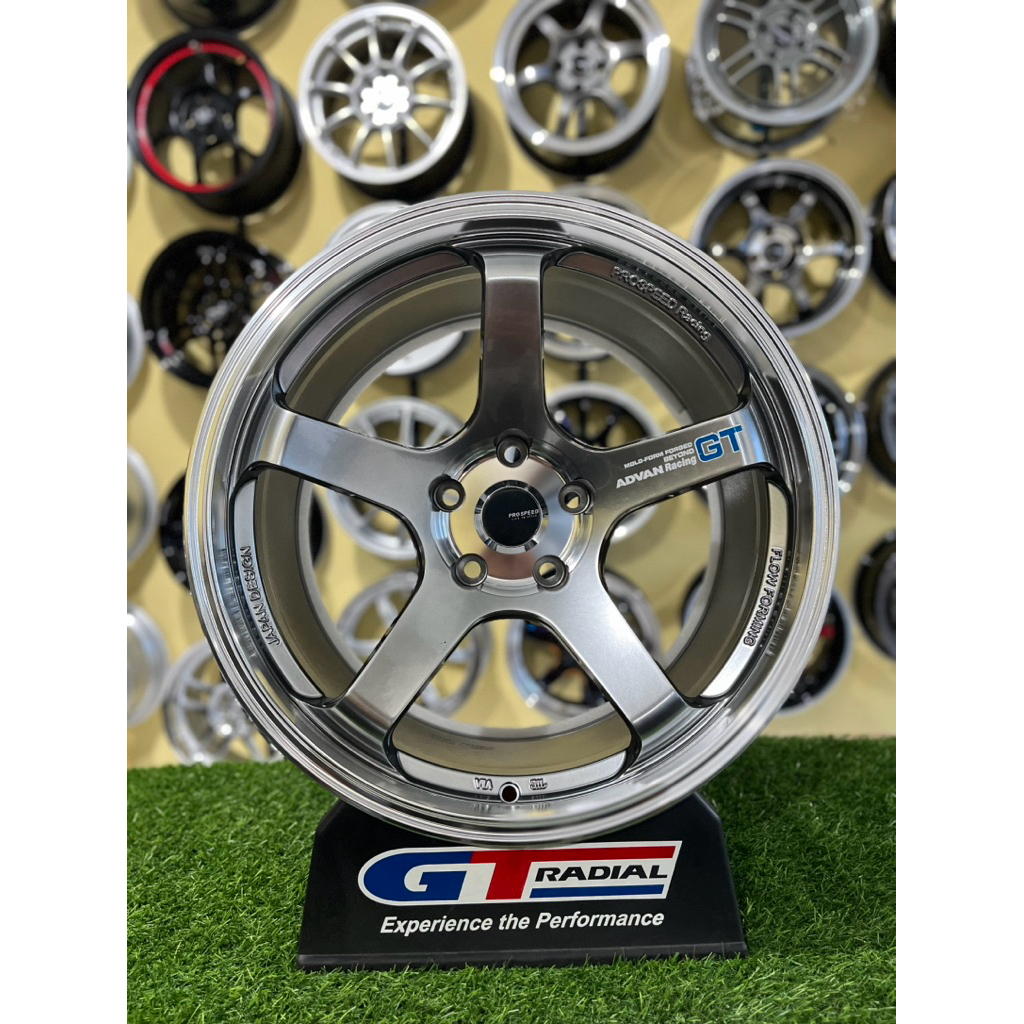 Jual velg advan GT r18 hyper black lip n center milling pcd 5x114 