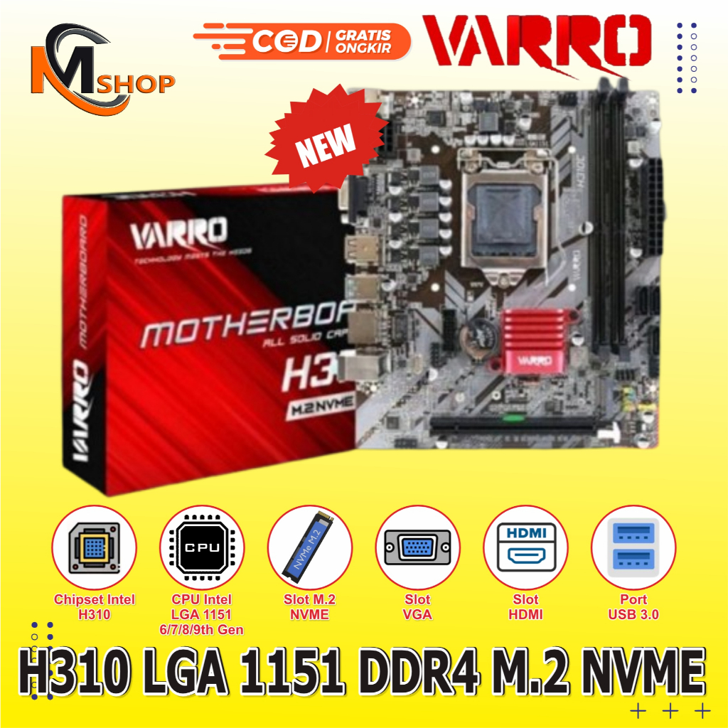 Jual Motherboard Mobo Mainboard Varro H310 NVMe SATA