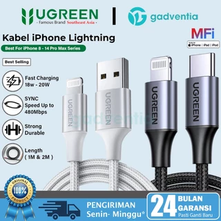 UGREEN Kabel Charger Data iPhone 6 7 8 X 11 12 13 14 iPad MFi USB To Lightning & USB C To Ligntning