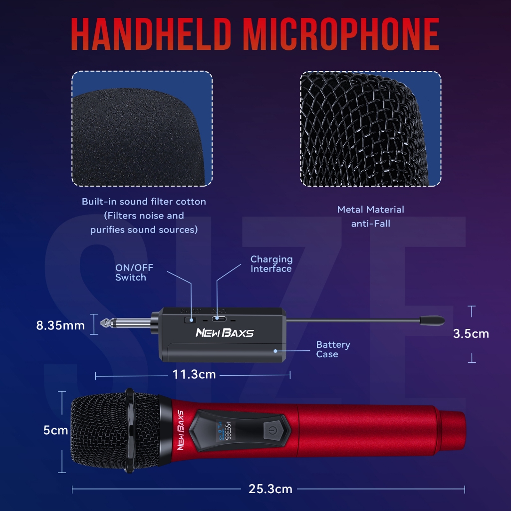 Jual NEW BAXS 2 mikrofon nirkabel yang dapat diisi ulang DT801/DT802 ...