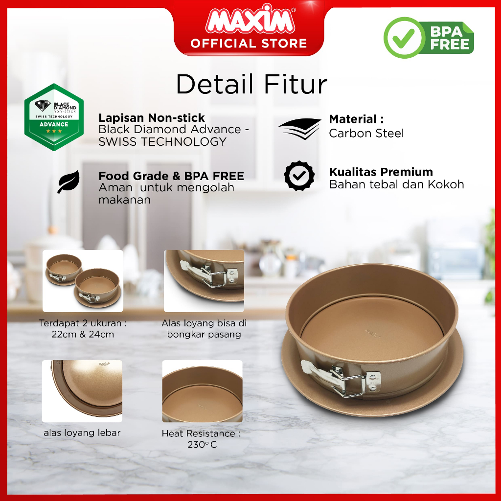 Jual Maxim New Bakeware 24cm Springform Loyang Kue Muffin With Handle ...