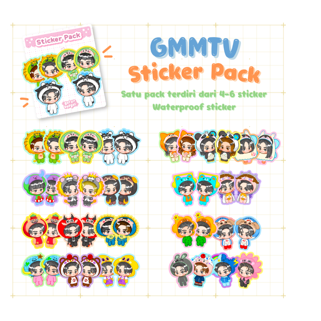 Jual GMMTV Actor Mascot Vinyl Sticker Pack | Thaientu | Thailand ...