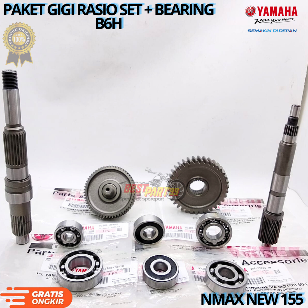 Jual Paket gigi rasio set +bearing yamaha NMAX NEW 125, B6H berkualitas ...