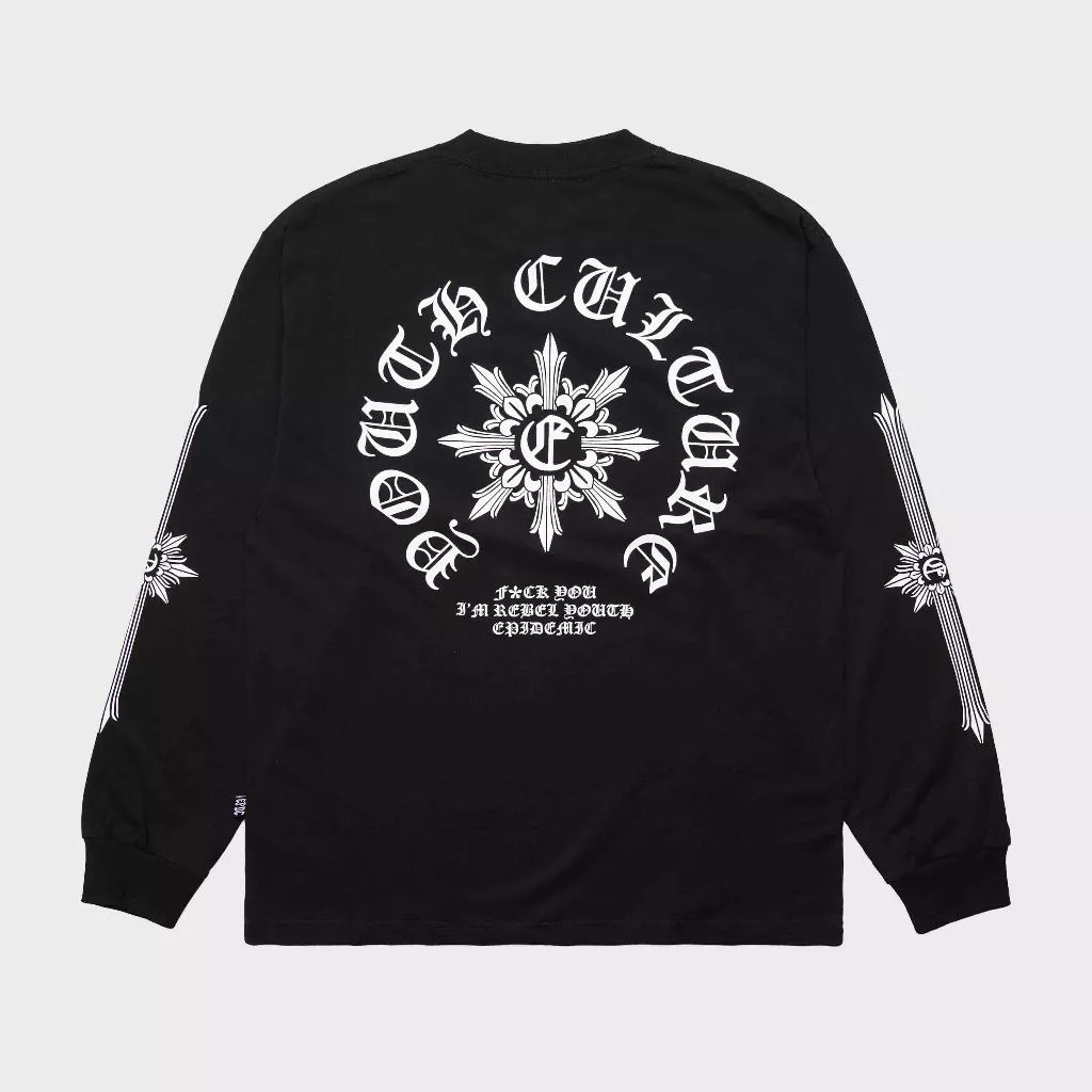 Epidemic Longsleeve T-Shirt Hitam – American Cotton 20s 200 GSM Premium - Kaos Oversize
