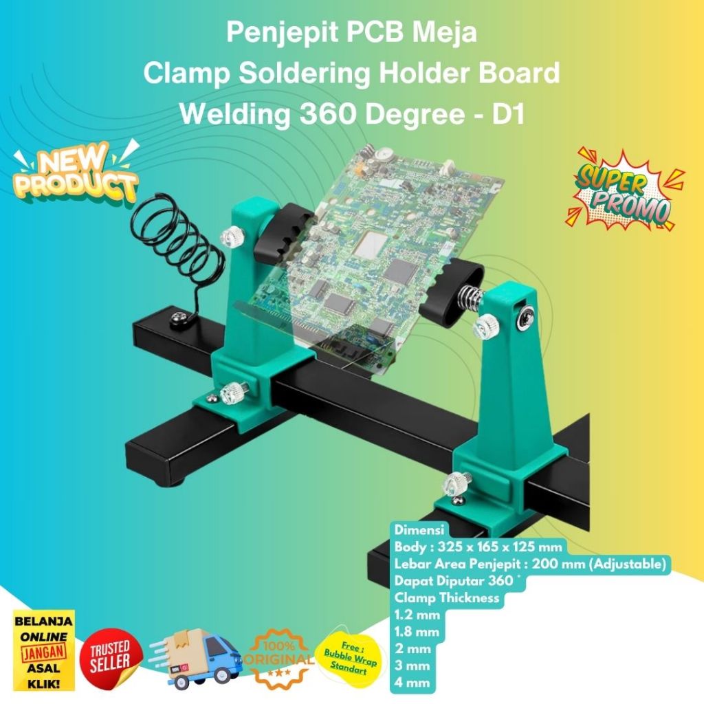 Jual Penjepit PCB Meja Clamp Soldering Holder Board Welding D1 360 ...