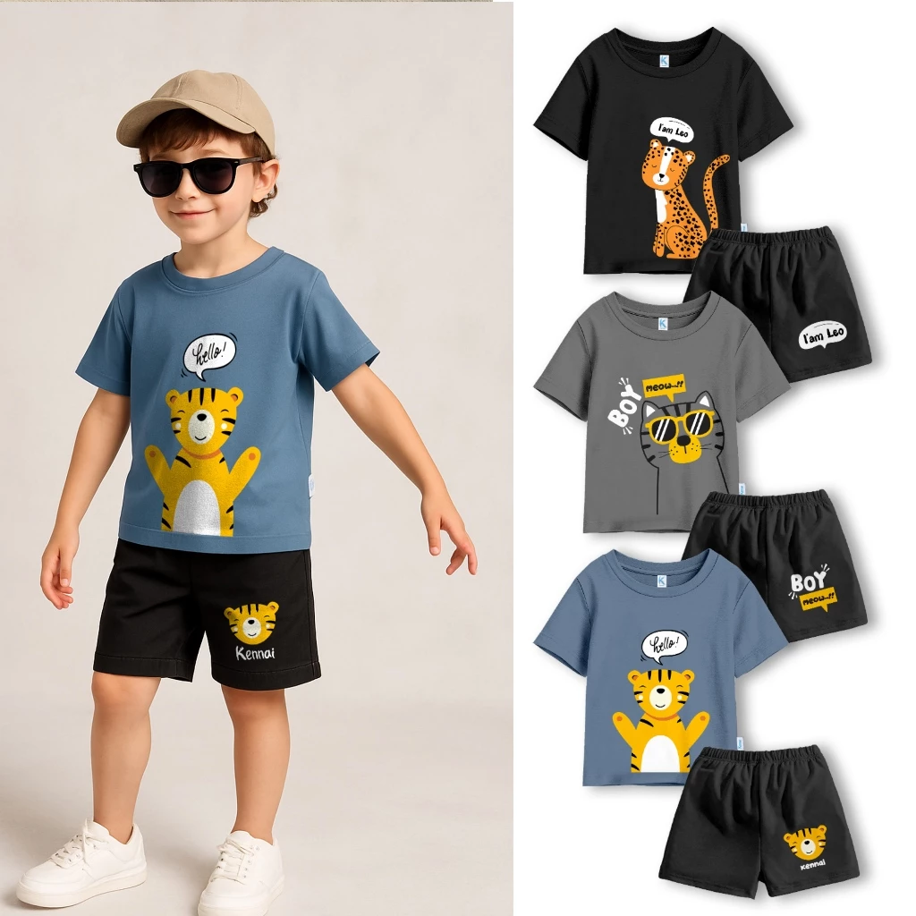 Set Kaos Anak Kennai Seri Hello Animals