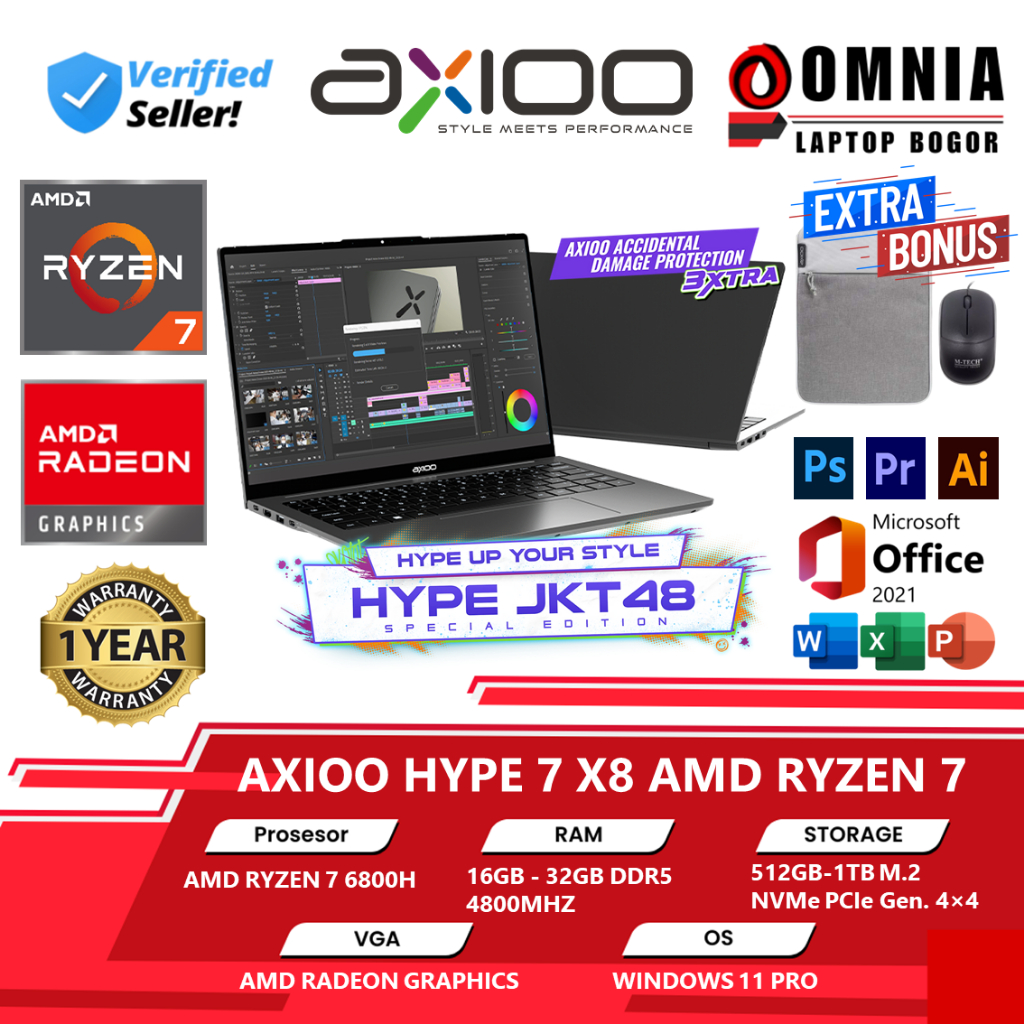 Jual Laptop Axioo Hype 7 AMD X8 Ryzen 7 6800H RAM 32GB DDR5 1TB SSD 14 ...