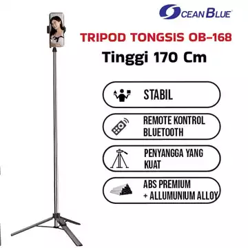 OCEANBLUE Tripod Konten Kreator Tongsis Handphone Remote Selfie Stick OB168 170 Cm Holder Stand