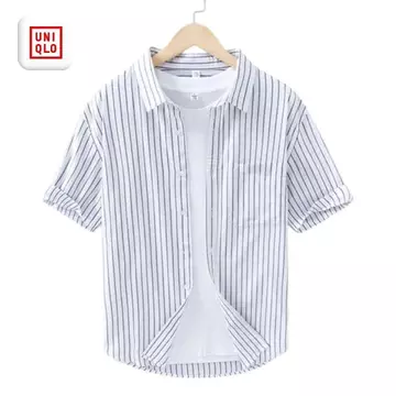 Kemeja Pria Motif Garis Lengan Pendek Slim Fit Casual Korean Style Adem Stylish Katun Premium