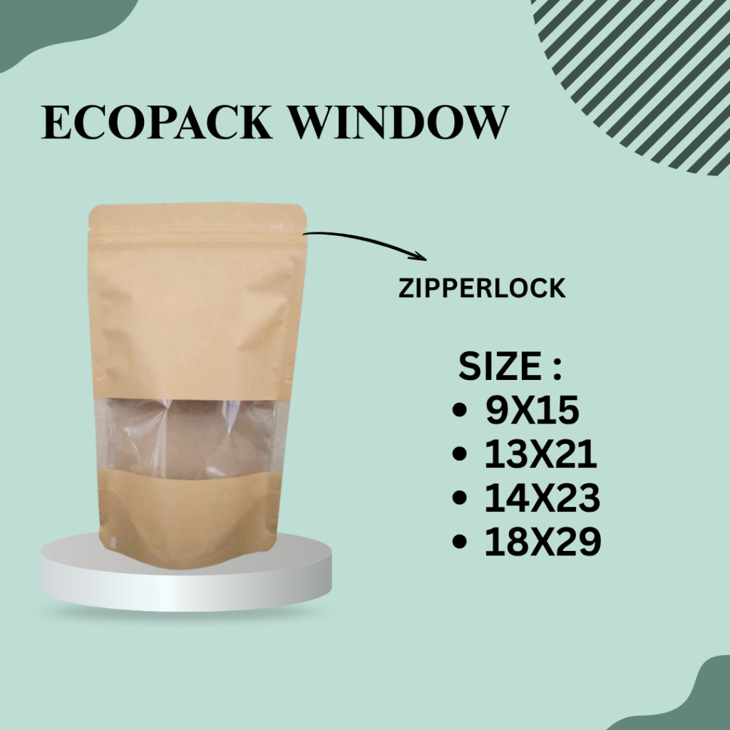 Jual (50pcs) STANDING POUCH ECOPACK WINDOW PAPER WINDOW 9x15|150z ...