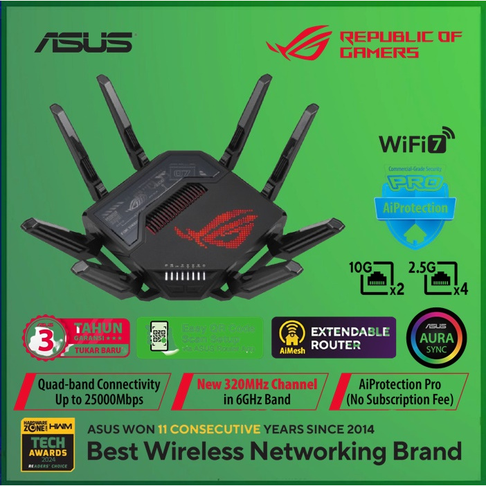 Jual Asus ROG Rapture GT-BE98 Quad Band Router BE98 WiFi 7 BE 98 BE98 ...