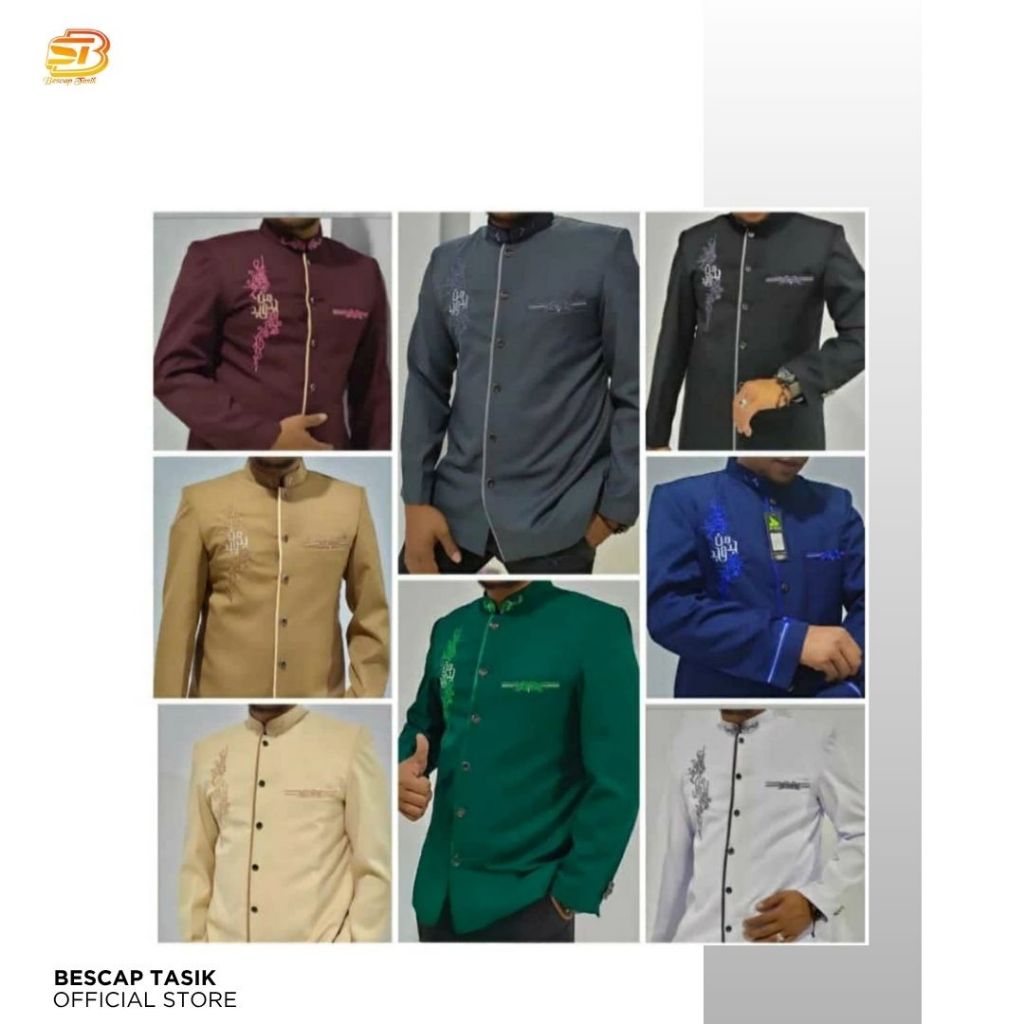 Jual Beskap Jas Koko Motif Manjada Wajada Pria Muslim Premium Modern ...