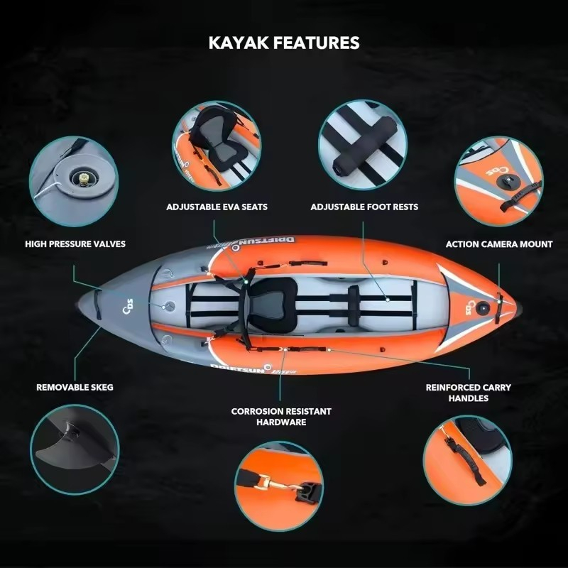 Jual Kayak tiup 840D bahan PVC diperkuat dilengkapi dengan pompa udara ...