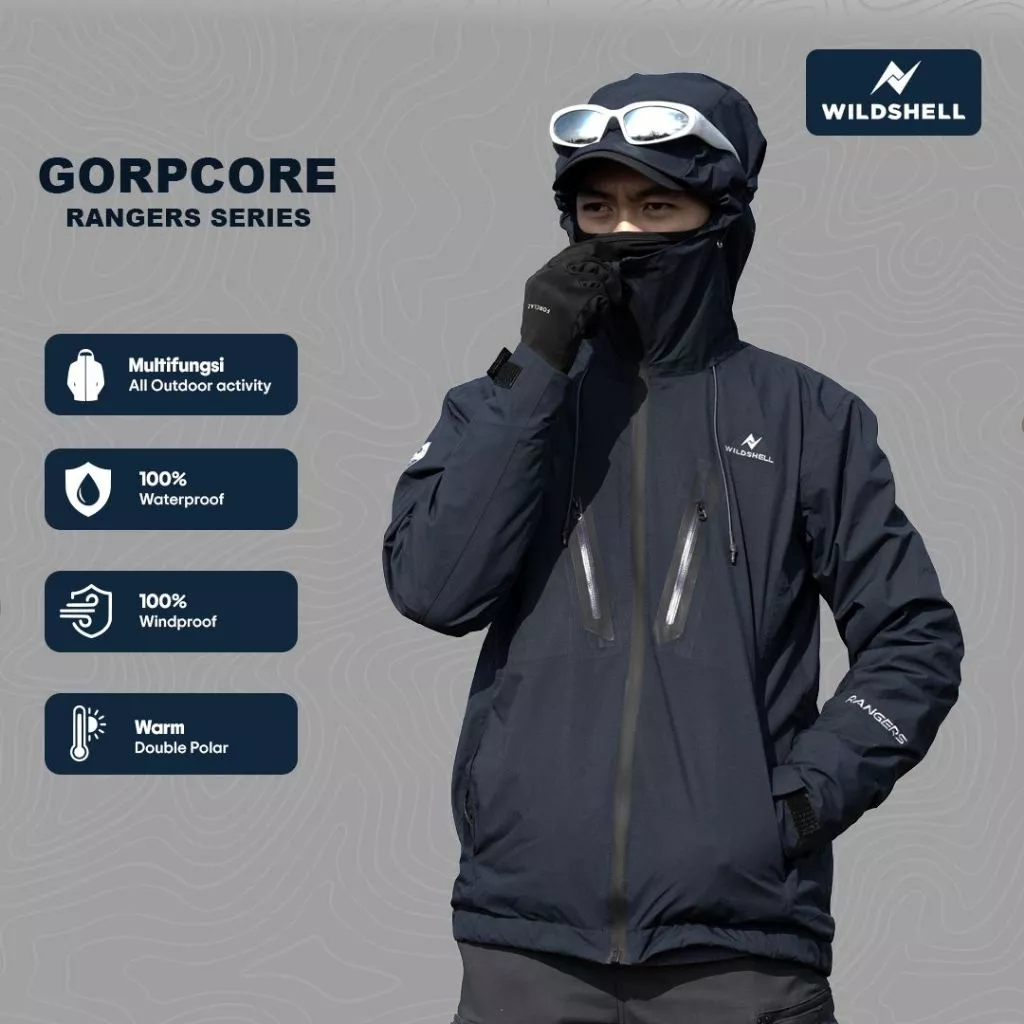 WILDSHELL - Jaket Gunung Gorpcore Rangers Series 100% Waterproof