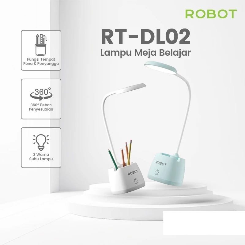 Jual Lampu Meja Belajar Robot RT-DL02 RTDL02 Rechargeable 1.200mAh ...